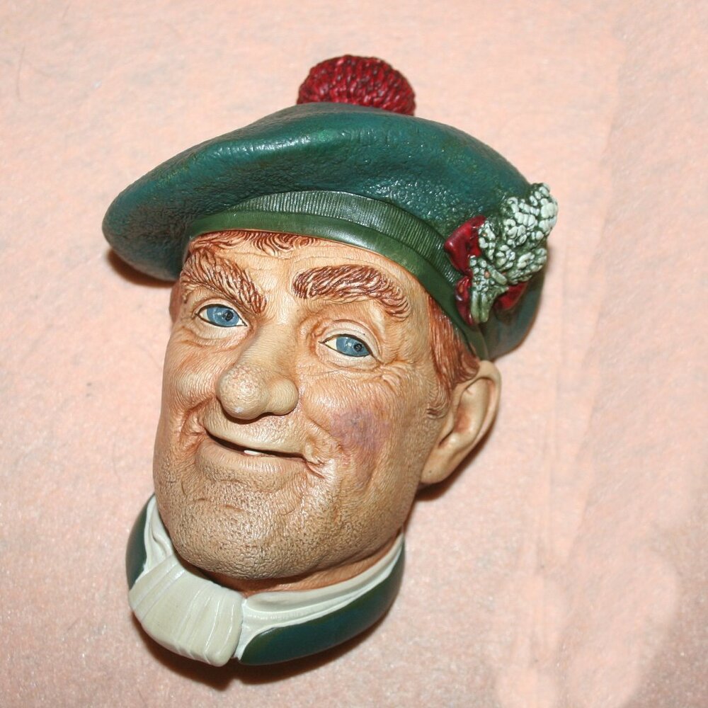 Vintage Jock  Bosson Mask Head Character Chalkware Wall Plaque